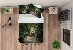3D Cat Mud Forest Quilt Cover Set Duvet Cover Bedding Pillowcases - Picture 1 of 6