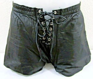 Pantalones Cortos Elásticos Cuero Rubio Nueva York Vintage Corbata Mosca Cintura 24" - Imagen 1 de 6