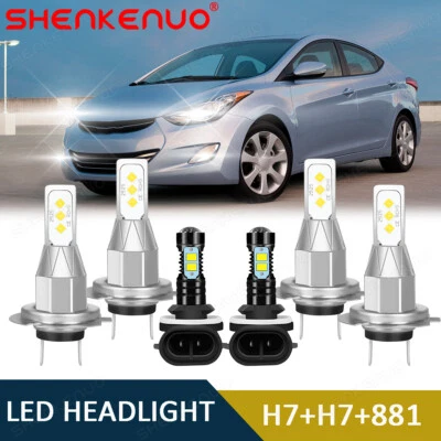 For Hyundai Elantra 2007-2010 6X Combo led Headlight Hi/Low Beam Fog Light Bulbs - Image 1 of 4