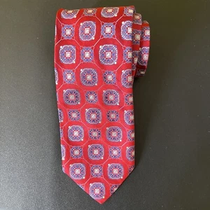 Corbata de seda geométrica Robert Talbot Nordstrom para hombre roja azul hecha a mano EE. UU. - Imagen 1 de 10