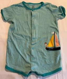 Pagliaccetto a scatto Carters bambino ragazzo a righe barca a vela acqua/bianco 24 mesi - Foto 1 di 2