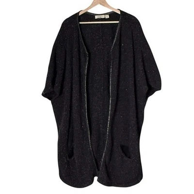 Cárdigan chal de cachemir de lana de cordero Inhabit talla 2 S ribete de cuero gris Foto 1 de 4