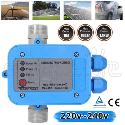240V Automatic Water Pump Controller Pressure Switch Electronic Unit Tool 10 Bar - image 1 of 4