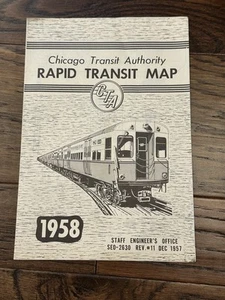 Vintage 1958 CTA Chicago Transit Authority Rapid Transit Fold Out Map - Bild 1 von 6