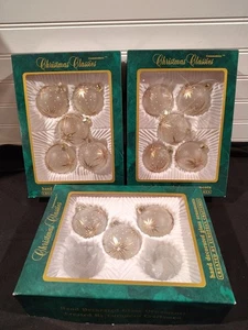 Vintage 13 WEIHNACHTSGLAS ORNAMENTE handverziert europäische mattierte Schneeflocke - Bild 1 von 4