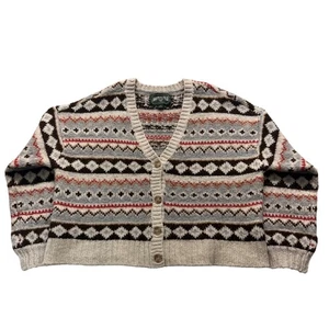 American Eagle Cardigan Womens L Fair Isle Pattern Knit Sweater Button Up - Picture 1 of 6