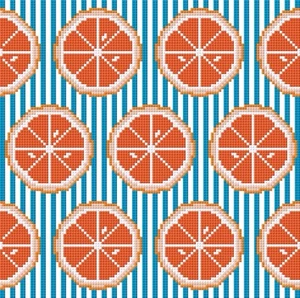 Grapefruit Pillow 9x9” Hand Painted Needlepoint Canvas - Picture 1 of 2