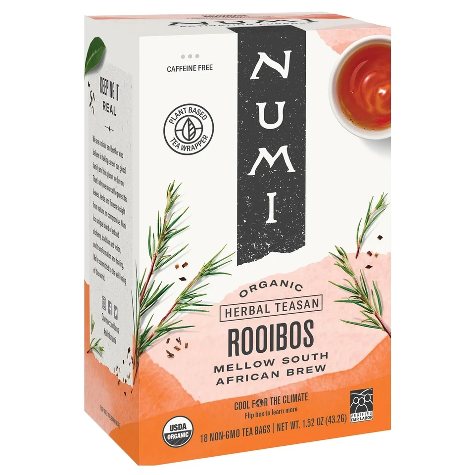 Hierba de té orgánica Numi roja suave Bsh Rooibos, 18 quilates (paquete de 2) Foto 1 de 1