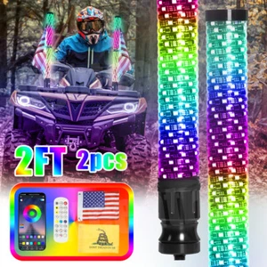 2FT Thick LED Whip Spiral Chasing RGB Fat Whip Lights For Can Am Maverick X3 RS - Picture 1 of 16