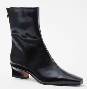 NEW ANN TAYLOR BLACK TAPERED HEEL LEATHER BOOTIES BOOTS SZ 6 - Picture 1 of 5