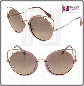 MIU MIU 51T SQENIQUE Glitter Pink Gold Mirror Oversized Catwalk Sunglasses MU51T - Picture 1 of 8