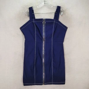 Navy Stretch Zipper Front Slim Sexy Bodycon Micro Mini Womens Dress Plus Size 3X - Picture 1 of 20