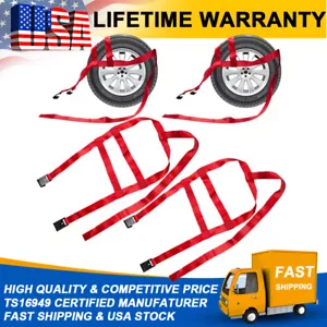 2 Abschleppgurt verstellbar Auto Rad Netz Korb Gurt Set Flach Haken Schwerlast - Bild 1 von 12