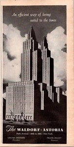 VINTAGE 1944 THE WALDORF ASTORIA NEW YORK PRINT AD - Picture 1 of 1