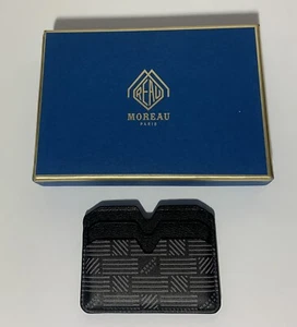 Moreau Paris Black Card Holder Monogram-Printed Logo - Picture 1 of 4