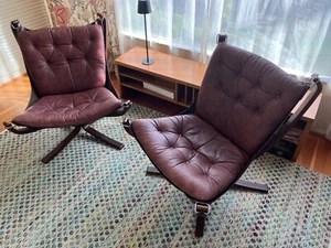 Leather "Falcon" Sling Chairs by Sigurd Ressell for Vatne Møbler, 1970's - Picture 1 of 5