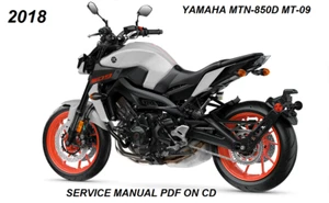 2018 YAMAHA MT-09 MTN850D Factory Mechanic Shop Service Repair Manual on CD - Afbeelding 1 van 4