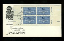 US FDC #1185 Artcraft M-3 1961 San Diego CA Naval Navy Aviation Plate # M/S of 4