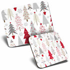 Mouse Mat & Coaster Set - Pretty Christmas Trees Xmas  #2849