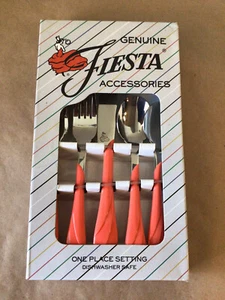 GENUINE FIESTA 1991 *PERSIMMON F-114* SWIRL 5 PC STAINLESS FLATWARE SET BOX*NOS* - Picture 1 of 5