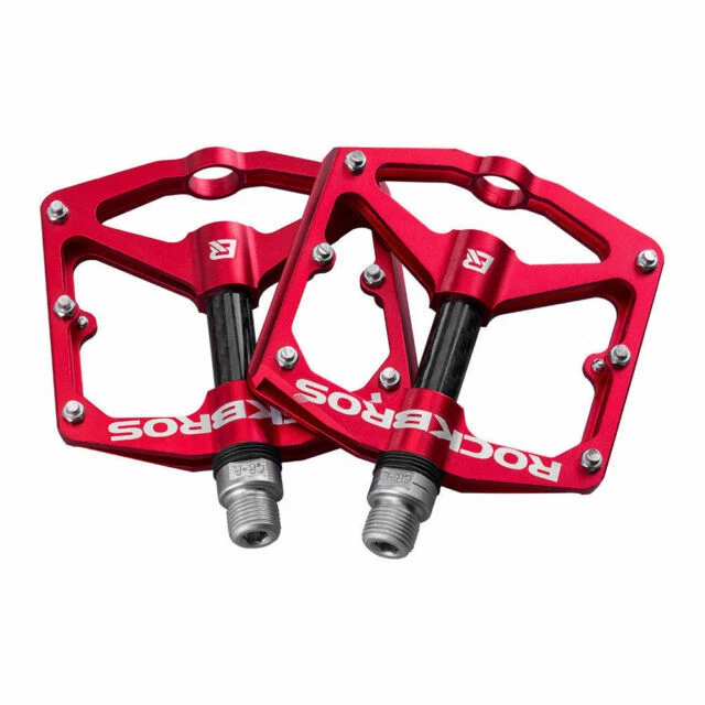 Pedales de Bicicleta ROCKBROS 9/16" Pedales de Fibra de Carbono Cojinete Sellado Pedal Plano EE. UU. Foto 1 de 4