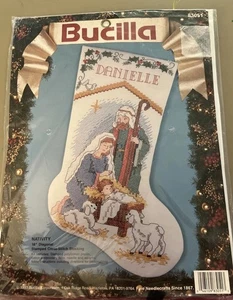 Vintage Bucilla Weihnachtsstrumpf Kreuzstich Krippe 83051 /1993 - Bild 1 von 3