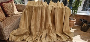 GOLD SILK INTERLINED CURTAINS 48" DROP BY 72" WIDTH - Picture 1 of 19