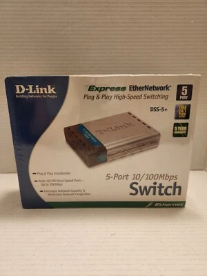D-LINK EXPRESS EtherNetwork Plug and Play High Speed Switching 5-Port 10/100Mbps - Image 1 of 3