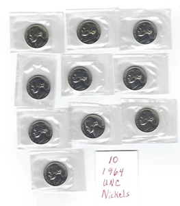 Lote de 10 níquel UNC 1964 N14 - Imagen 1 de 6