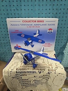 1992 Amoco Vintage Airplane Coin Bank 1:32 Scale 1932 Lockhead Vega New In Box - Picture 1 of 11