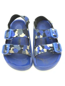 BIRKENSTOCK Mogami Birko-Flor Kid's Blue Camo Slingback Sandals Size US 9-9.5 - Picture 1 of 7