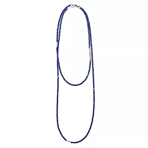 "Collar LAGOS Caviar Icono Lapislázuli Cuentas Hilo Plata de Ley 34""L" - Imagen 1 de 6