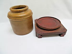 Jarrón/tarro/bote de cerámica de gres vintage con soporte incluido - Imagen 1 de 9