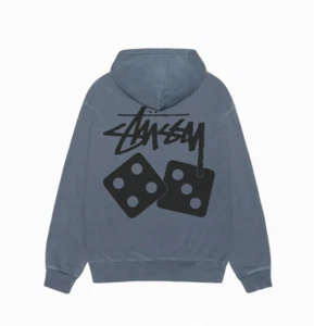 Stussy Pigment Dyed Dice Zip Hoodie Navy  Korea 100%Authentic 1975077 - Picture 1 of 2