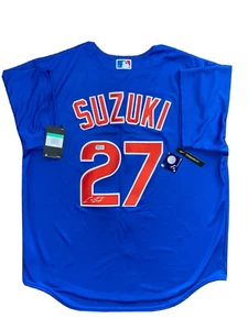 SEIYA SUZUKI signed handsigniert CHICAGO CUBS blau NIKE Trikot mit COA BECKETT - Bild 1 von 7