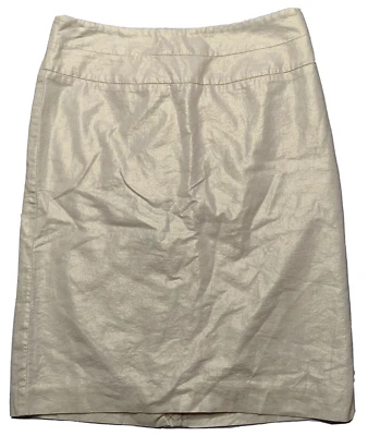 Falda brillante dorada BANANA REPUBLIC para mujer talla 6 mezcla de lino caqui 22" Foto 1 de 4