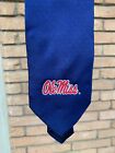 Mississippi Ole Miss Rebels Embroidery Blue Silk Necktie Tie Merge Left