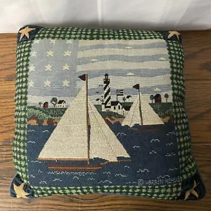 Juego de 2 Almohadas Náuticas WARREN KIMBLE Velero Costero Playa Decoración Americana - Imagen 1 de 3