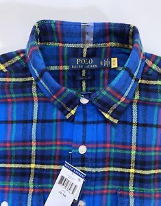 Polo RL blau kariert Flanell klassische Passform Shirt Pony Logo passende Nähte Größe XL Neu mit Etikett - Bild 1 von 11