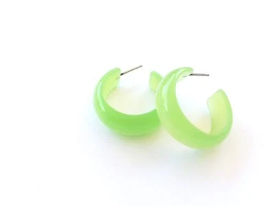 Lime Green Vintage Moonglow Small Simple Hoop Earrings  - Image 1 of 4