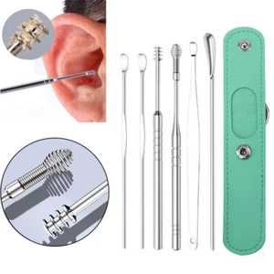 6Pcs/Set Ear Wax Remover Tools Stainless Steel Ear Wax Cleaner Spoon Ear Picker◇ - Picture 1 of 23