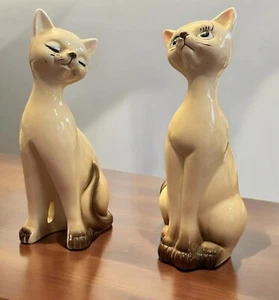 Siamkatze Porzellan Figuren Mid Century 10" schlank Japan handbemalt elegant - Bild 1 von 18