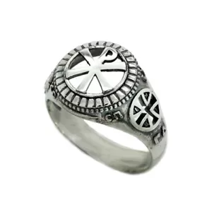 Chi Rho Symbol Jesus Christus Herren Ring Silber 925 - Bild 1 von 7