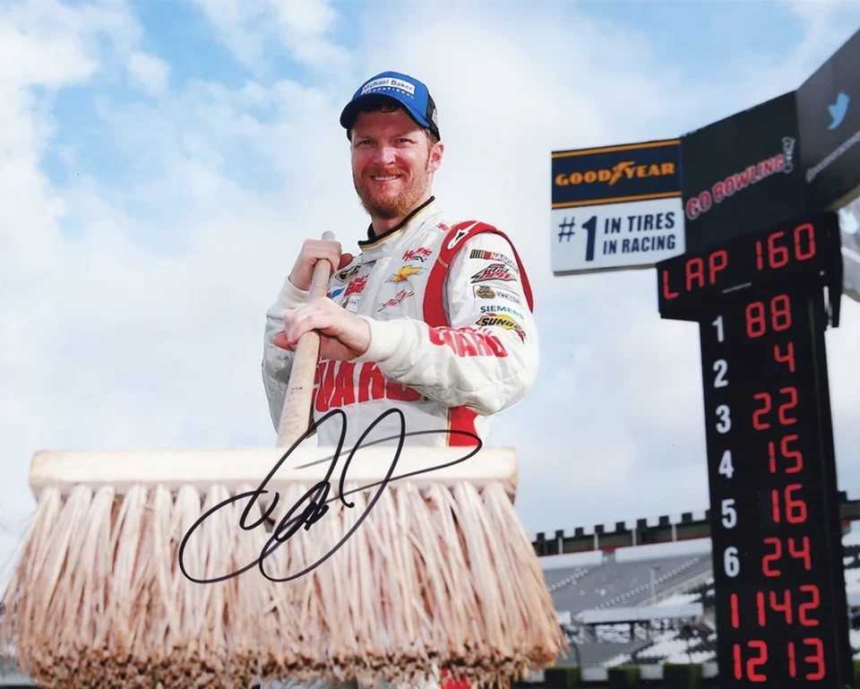 Autografiado 2014 Dale Earnhardt Jr. #88 Guardia Nacional POCONO BARRIDO CARRERA VICTORIA Sig Foto 1 de 1