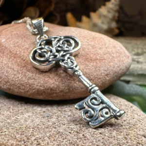 Sterling Silber Keltische Schlüssel Halskette Irish Ireland Scottish 925 GRATIS KETTE - Bild 1 von 7