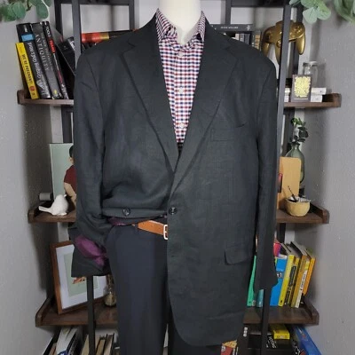 Abrigo deportivo para hombre Suitsupply LAZIO Blazer cirujano negro CUARÁNTALO lino 56R Foto 1 de 4