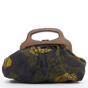 MIU MIU Vintage Runway green floral canvas wooden frame clutch bag - Picture 1 of 11