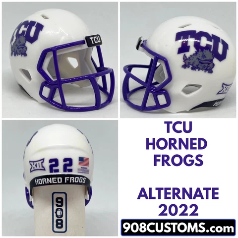 Custom Pocket Pro Helmet NCAA TCU Horned Frogs White Alternate 2022 Cover