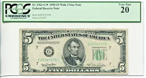 1950 $5 FRN Chicago Wide I **STAR** PCGS Very Fine 20 #G00767575* - Picture 1 of 2