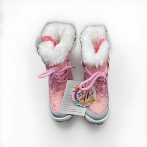 Winter Boots Child’s Size 6  Apakowa  Insulalated Faux Fur Snow Pink Grey New - Picture 1 of 11